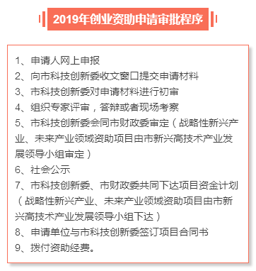 邦企信息分享2019年深圳市创业资助申请9大审批流程