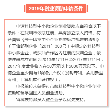 申请深圳市2019年创业资助需要满足哪些条件？