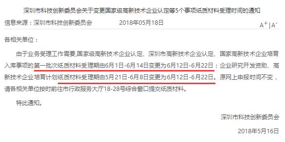 真的吗？今年国高、深高、国家高新企业培育入库申报时间推迟？