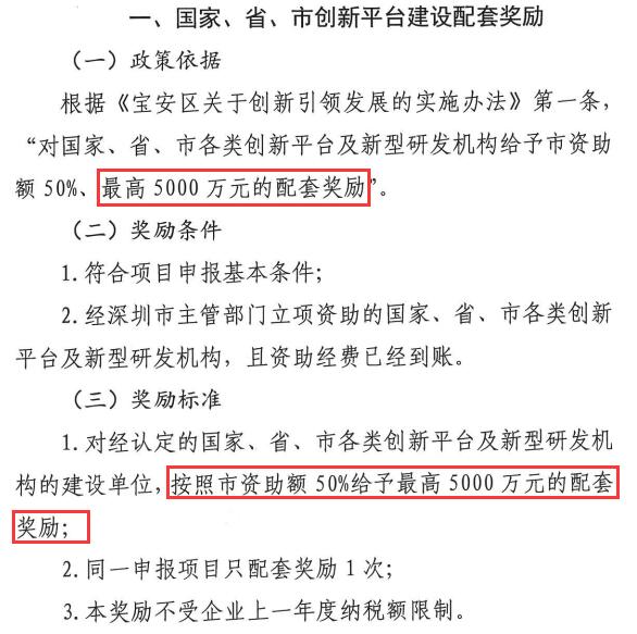 5000万项目申报奖励！宝安区创新平台及相关机构有福了！